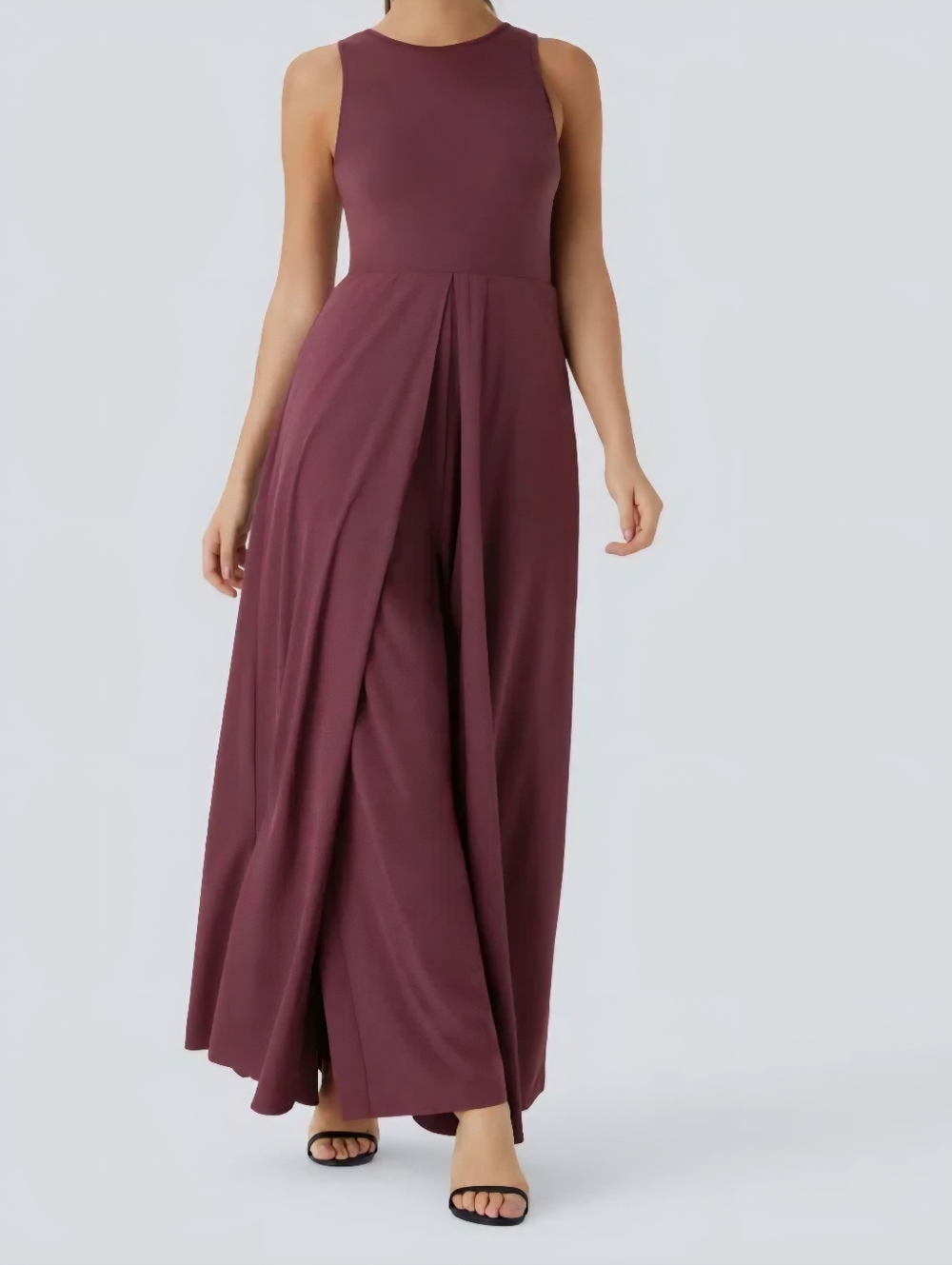 HALARA Sleeveless Maroon Maxi Dress Jumpsuit Size Small